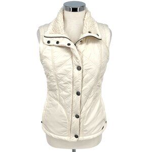 Prana Diva Vest Sherpa Lined Quilted Activewear White Cream Womens Medium